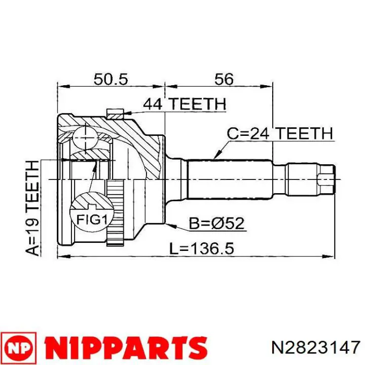 N2823147 Nipparts junta homocinética exterior delantera