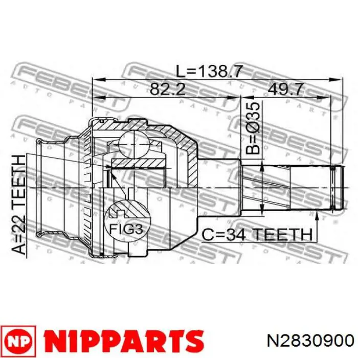  Junta homocinética interior delantera para Alfa Romeo 146 930