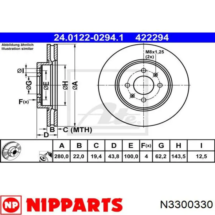 N3300330 Nipparts freno de disco delantero