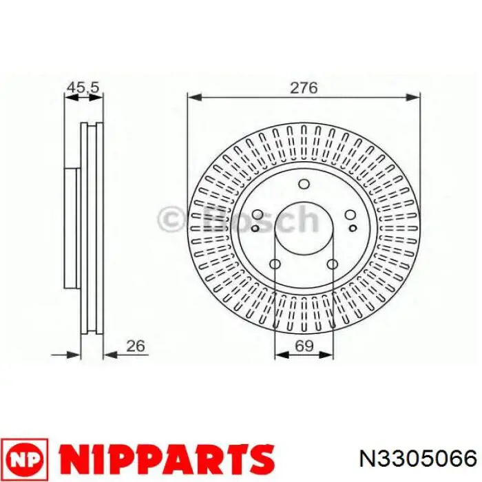 N3305066 Nipparts freno de disco delantero