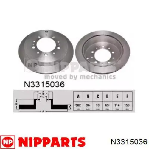 N3315036 Nipparts disco de freno trasero