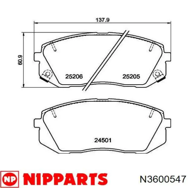 N3600547 Nipparts pastillas de freno delanteras