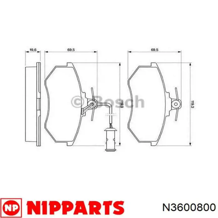 N3600800 Nipparts pastillas de freno delanteras