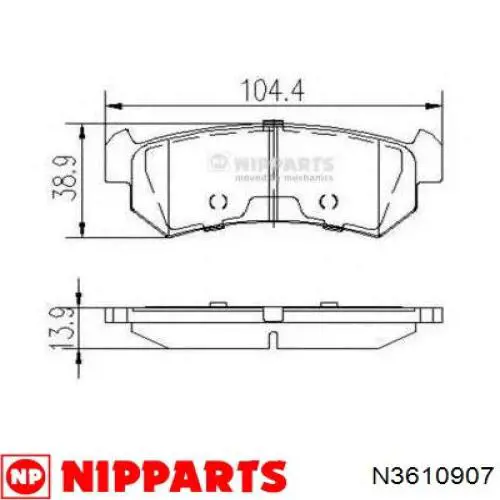 N3610907 Nipparts pastillas de freno traseras