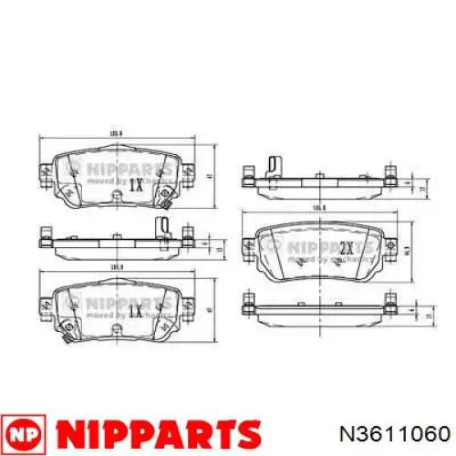 N3611060 Nipparts pastillas de freno traseras