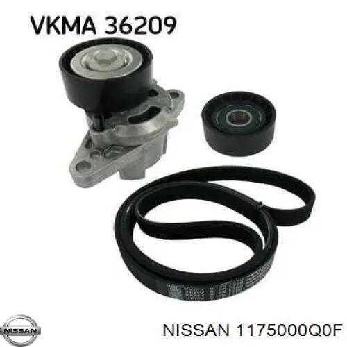 1175000Q0F Nissan tensor de correa, correa poli v