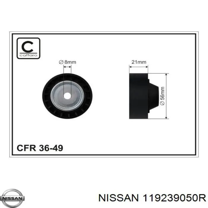 119239050R Nissan rodillo, correa trapecial poli v