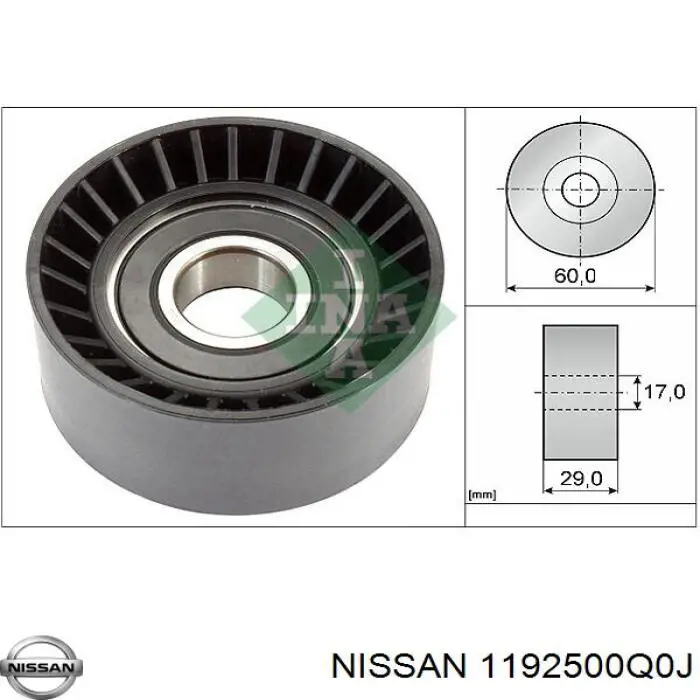 1192500Q0J Nissan polea inversión / guía, correa poli v