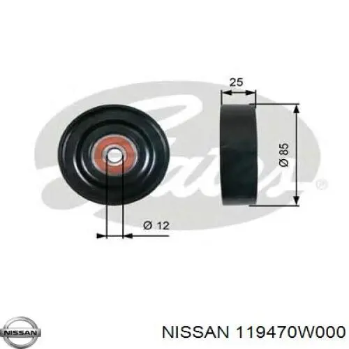 119470W000 Nissan rodillo, correa trapecial poli v