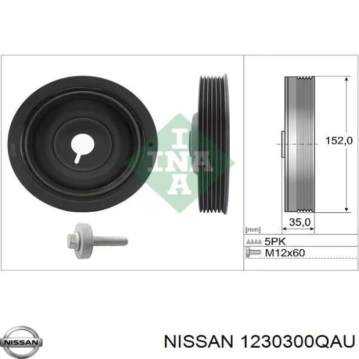 1230300QAU Nissan polea, cigüeñal