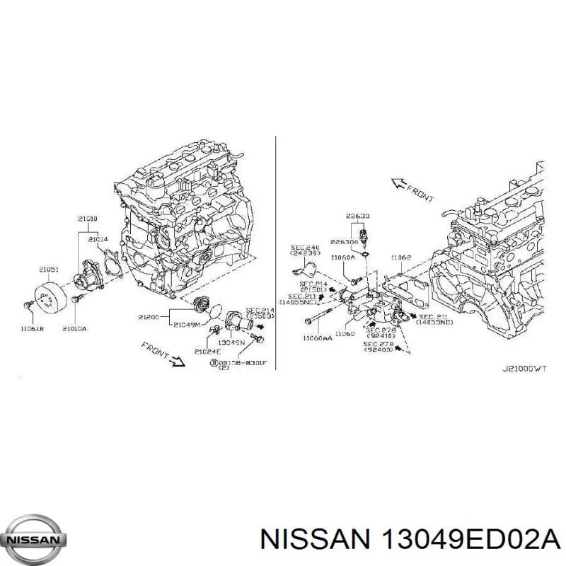  Tapa de termostato para Nissan Note E11