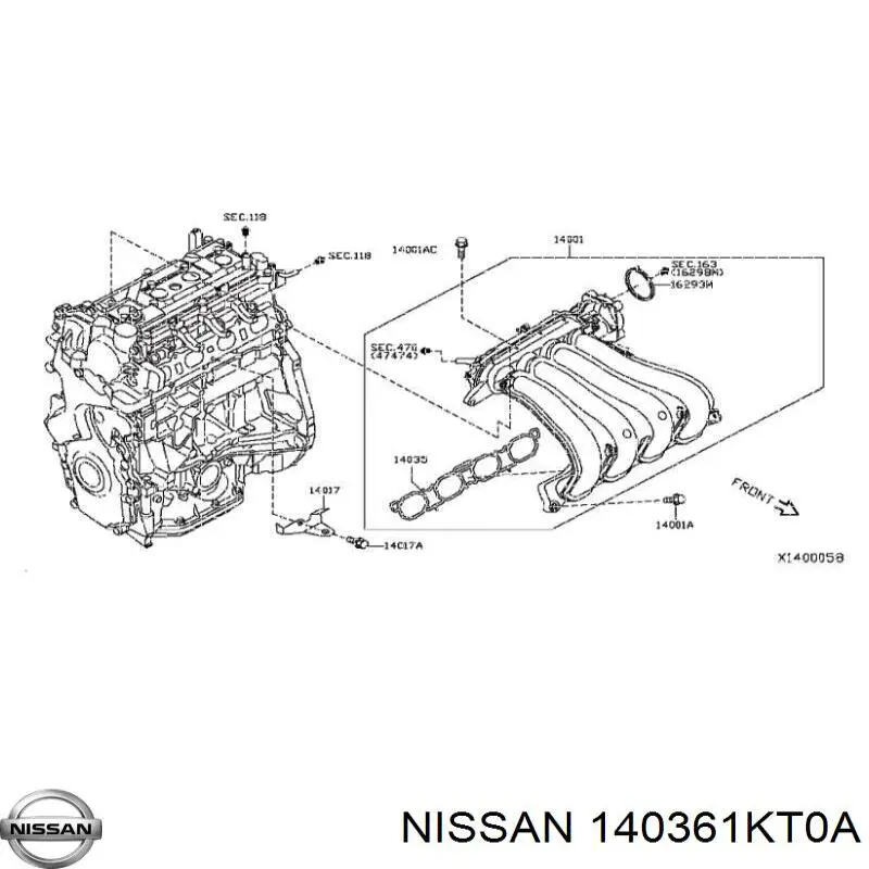 140361KT0A Nissan junta de colector de escape