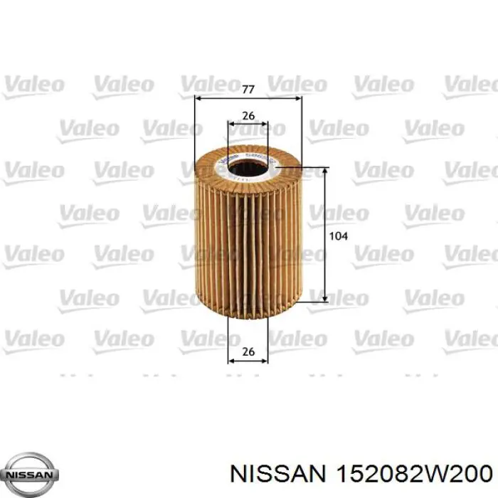 15208-2w200 Nissan filtro de aceite