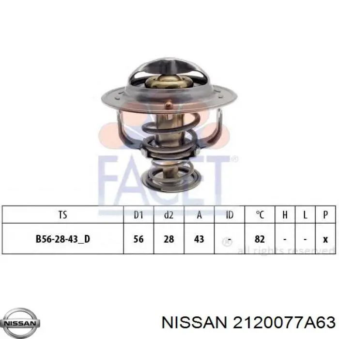 2120077A63 Nissan termostato, refrigerante