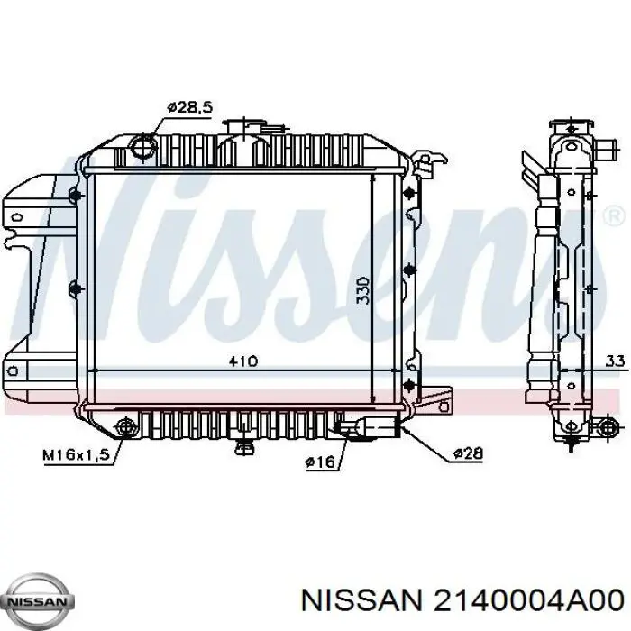 2140004A00 Nissan radiador refrigeración del motor