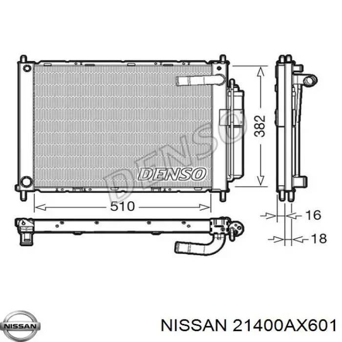 21400AX601 Nissan radiador refrigeración del motor