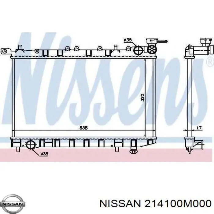 21410-0M000 Nissan radiador refrigeración del motor