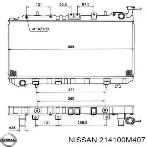 214100M407 Nissan radiador refrigeración del motor