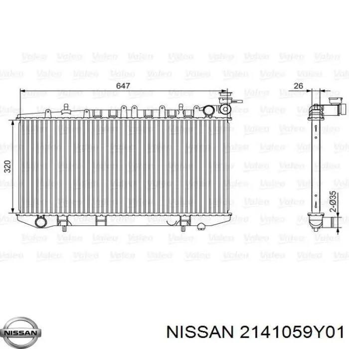 2141059Y01 Nissan radiador refrigeración del motor