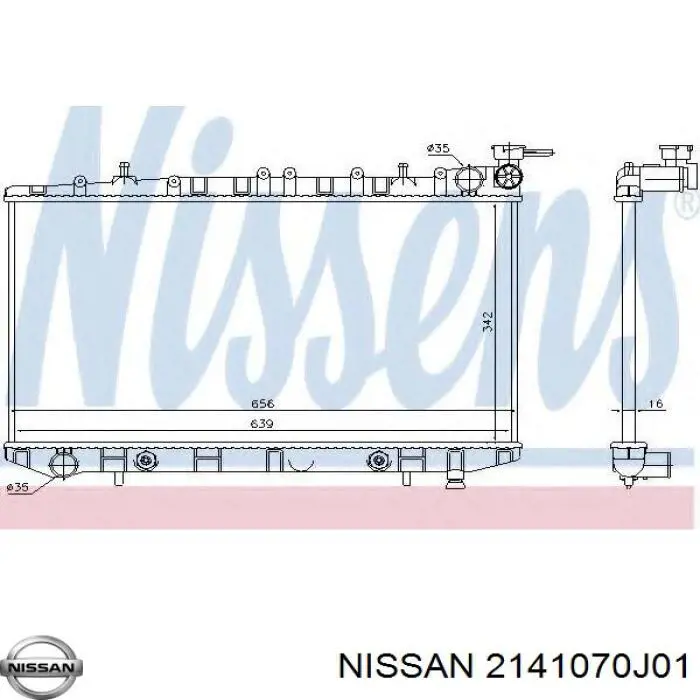 2141070J01 Nissan radiador refrigeración del motor