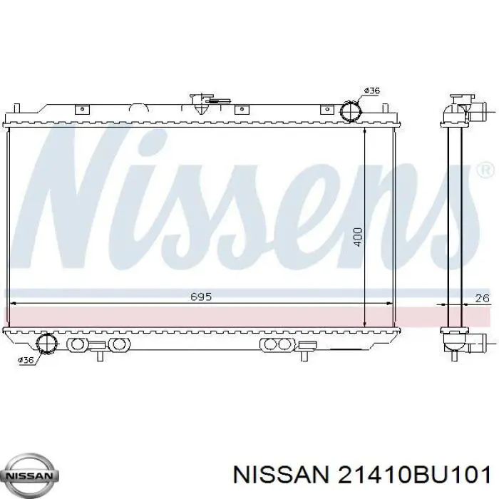 21410BU101 Nissan radiador refrigeración del motor