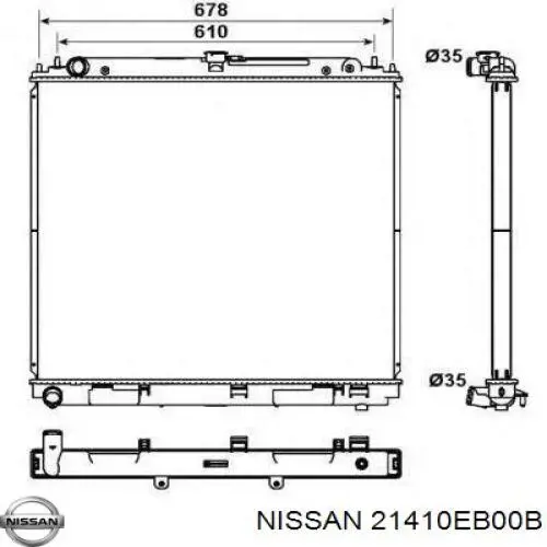 21410EB00B Nissan radiador refrigeración del motor