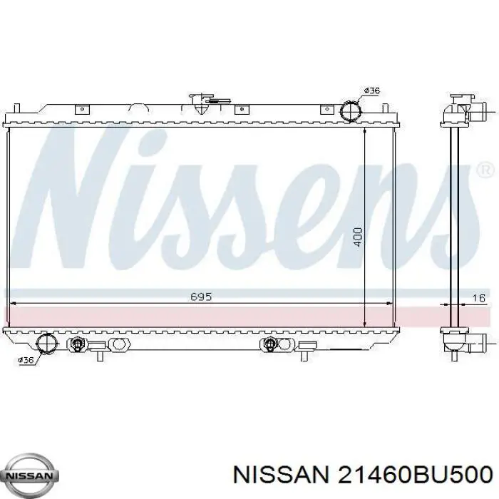 21460BU500 Nissan radiador refrigeración del motor