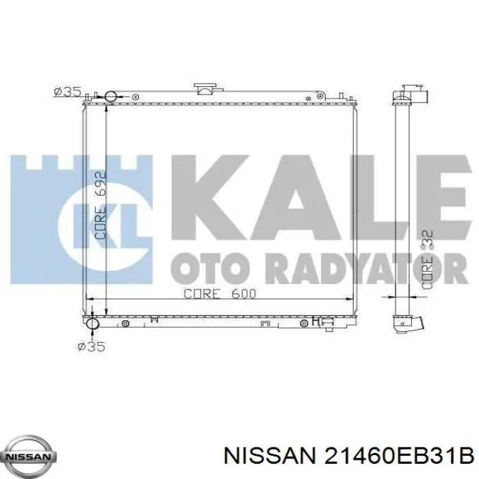 21460EB31B Nissan radiador refrigeración del motor