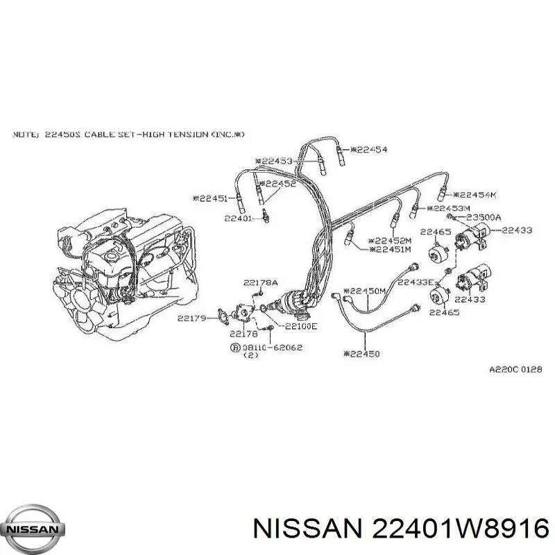 22401W8916 Nissan bujía de encendido