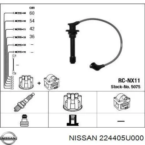 224405U000 Nissan juego de cables de encendido