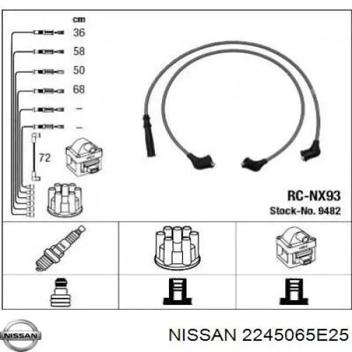 2245065E25 Nissan juego de cables de encendido