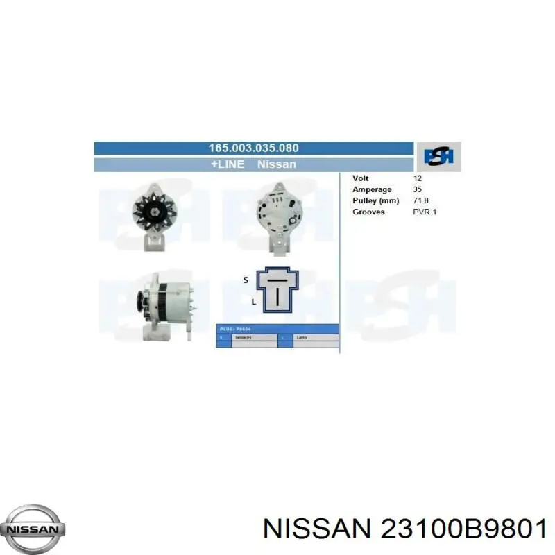 23100B9801 Nissan alternador