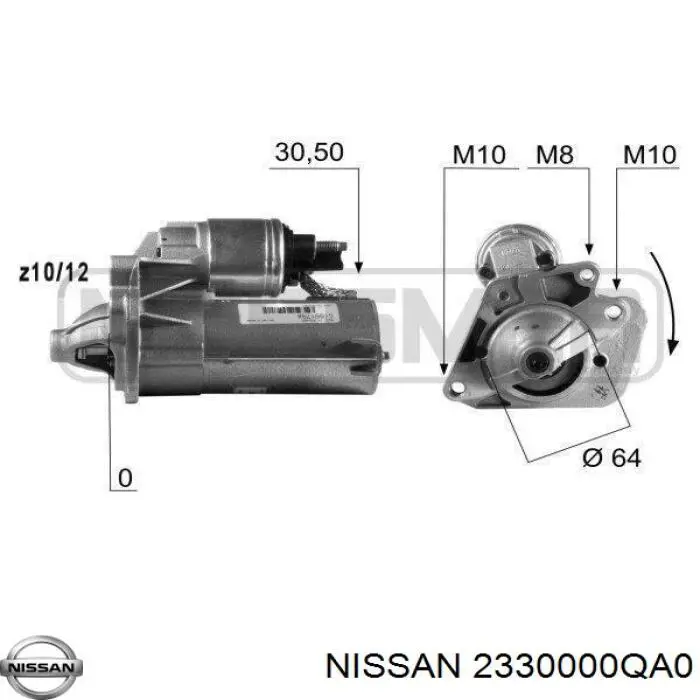 2330000QA0 Nissan motor de arranque