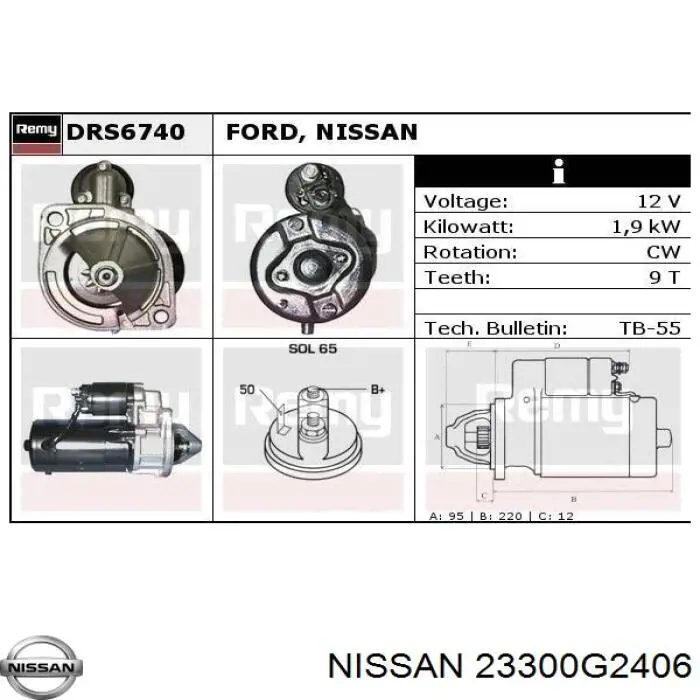 23300G2406 Nissan motor de arranque