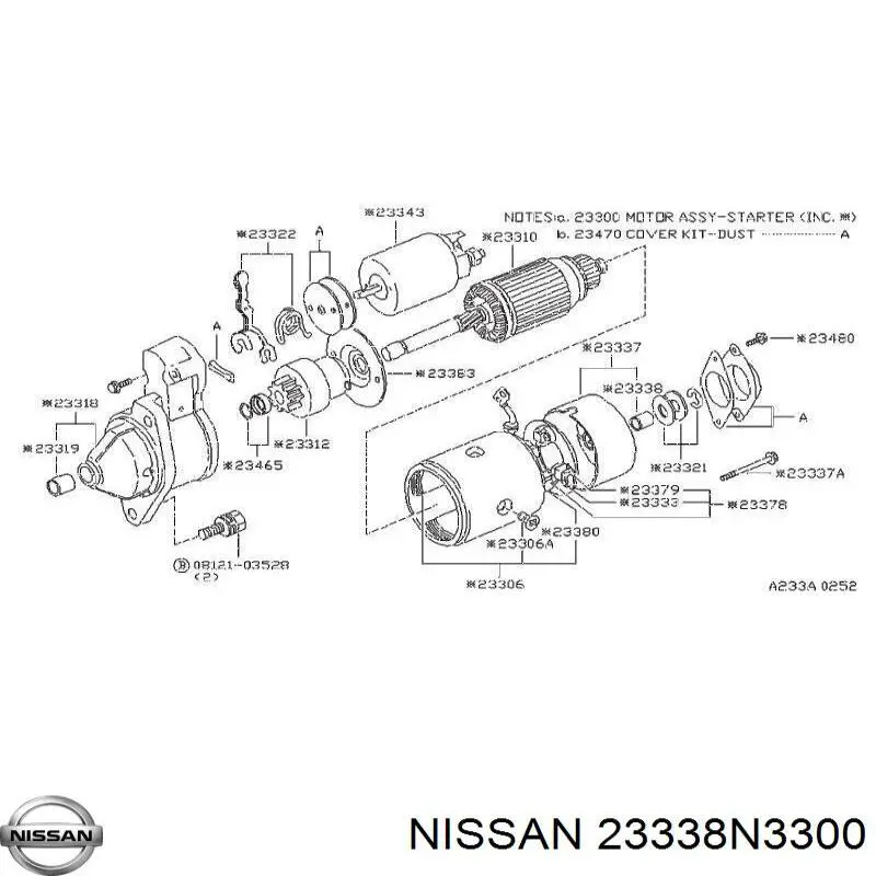 23338N3300 Nissan casquillo de arrancador