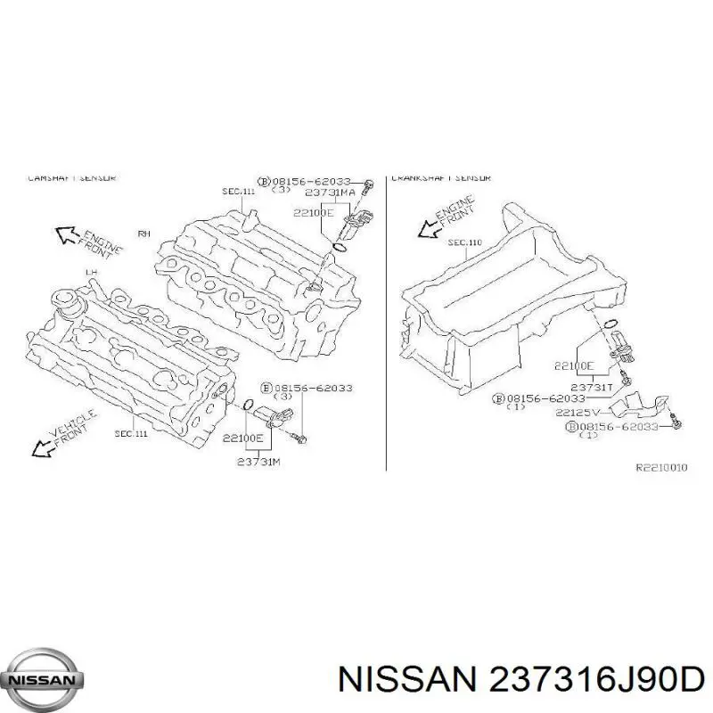 237316J90D Nissan sensor de posición del árbol de levas