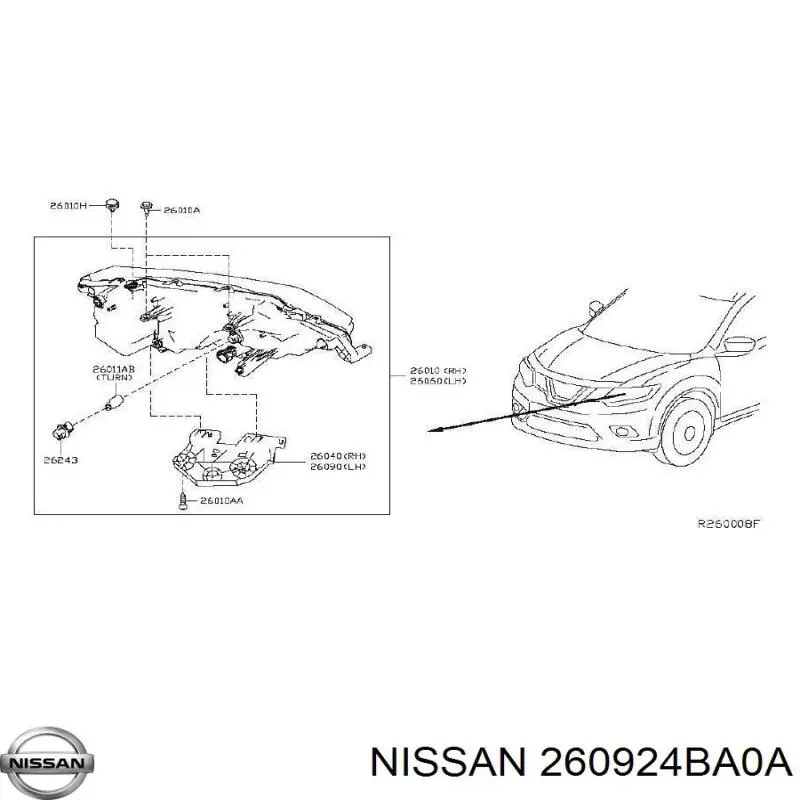  Soporte, faro principal delantero izquierdo para Nissan Rogue T32U