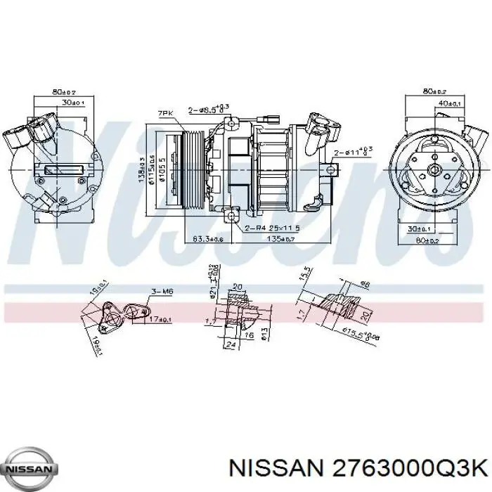 2763000Q3K Nissan compresor de aire acondicionado