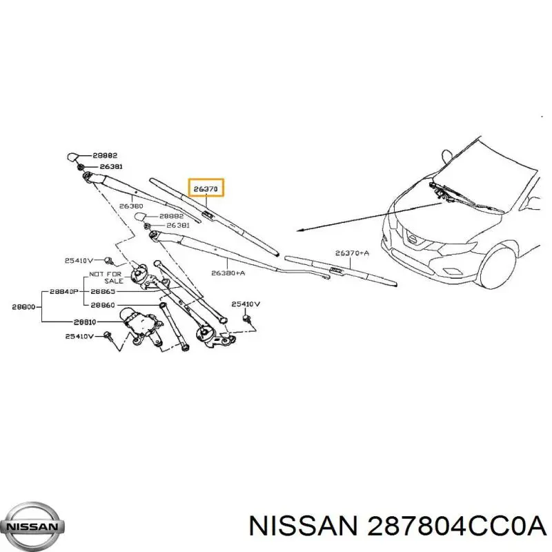 287804CC0A Nissan limpiaparabrisas de luna trasera