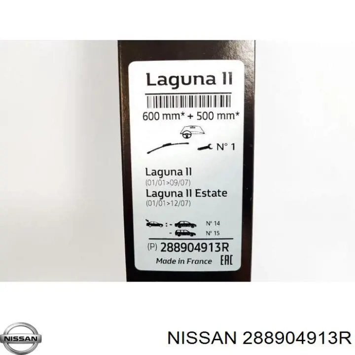 288904913R Nissan juego de limpiaparabrisas de luna delantera, 2 piezas