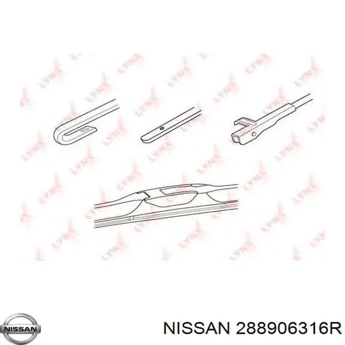 288906316R Nissan limpiaparabrisas de luna delantera copiloto