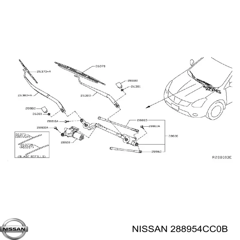  Goma del limpiaparabrisas lado copiloto para Nissan Qashqai 2 