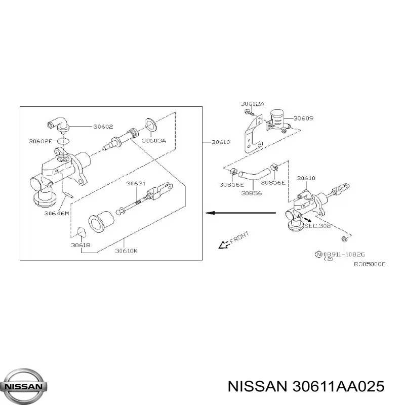 30611AA025 Nissan juego de reparación, cilindro maestro del embrague