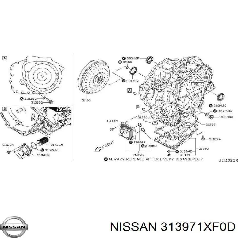  Junta, Cárter de aceite, caja de cambios para Nissan Teana J32