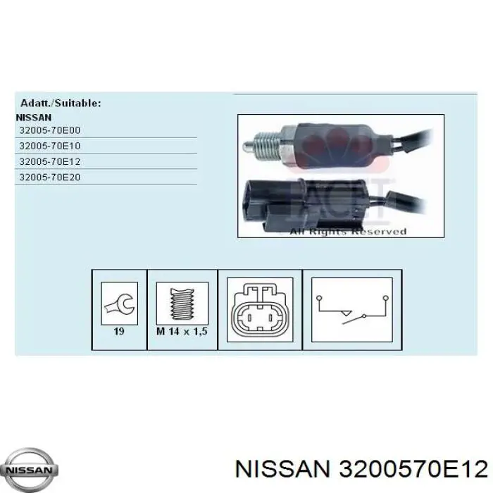 3200570E12 Nissan interruptor, piloto de marcha atrás