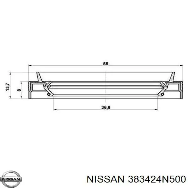 383424N500 Nissan anillo retén, diferencial eje trasero