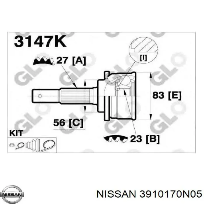 3910170N05 Nissan junta homocinética exterior delantera