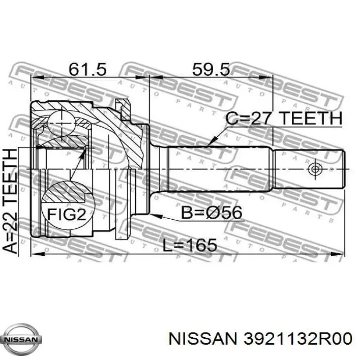 3921132R00 Nissan junta homocinética exterior delantera