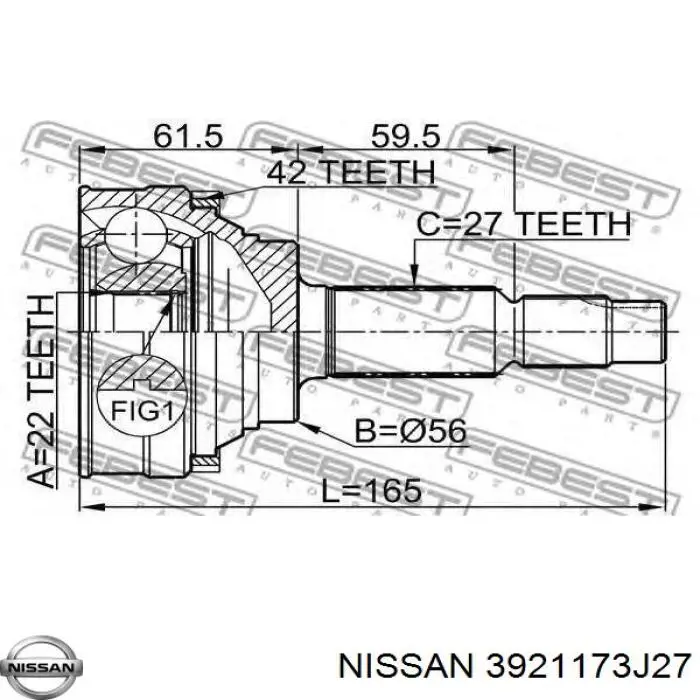 3921173J27 Nissan junta homocinética exterior delantera