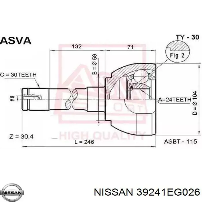 39241EG026 Nissan fuelle, árbol de transmisión delantero exterior